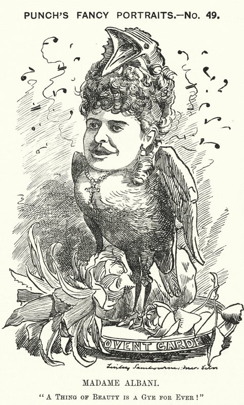 Punch cartoon: Emma Albani, Canadese operazangeres (gravure) door Edward Linley (after) Sambourne