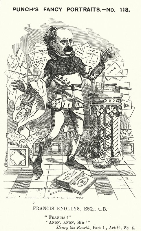Punch cartoon: Francis Knollys, privésecretaris van de Prins van Wales (gravure) door Edward Linley (after) Sambourne