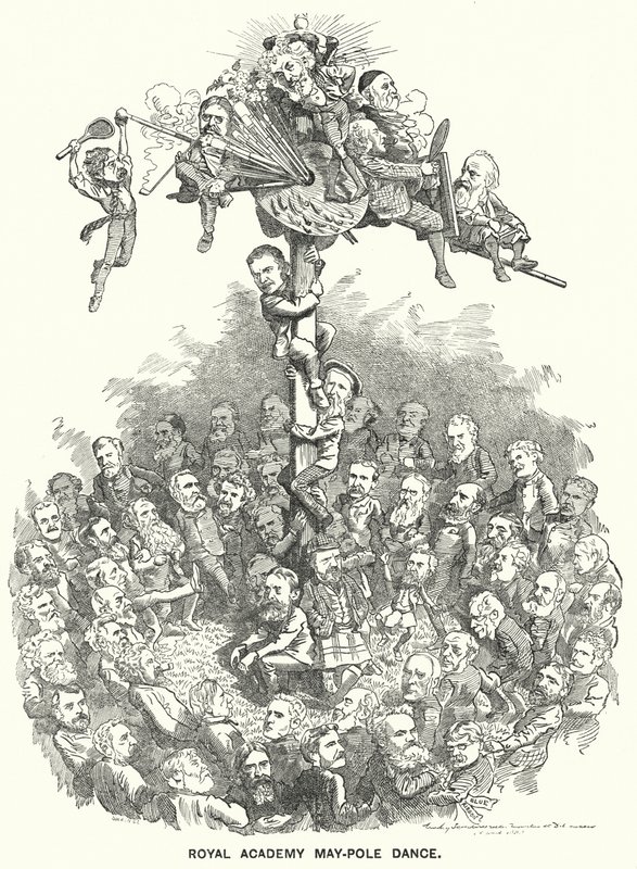 Punch cartoon: Royal Academy May-Pole Dance (gravure) door Edward Linley (after) Sambourne