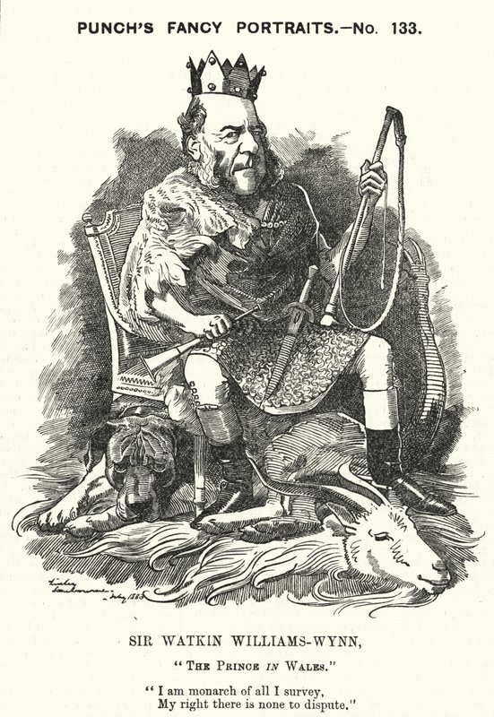 Punch cartoon: Sir Watkin Williams-Wynn, 6e Baronet, Welshe conservatieve politicus (gravure) door Edward Linley (after) Sambourne