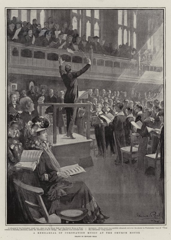 Een Repetitie van Kroningsmuziek in het Kerkhuis door Edward Read