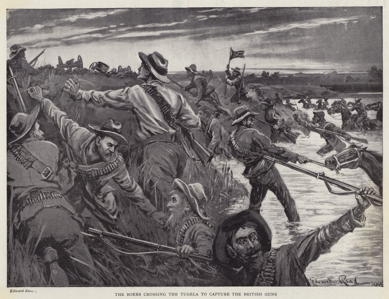 De Boeren steken de Tugela over om de Britse kanonnen te veroveren door Edward Read