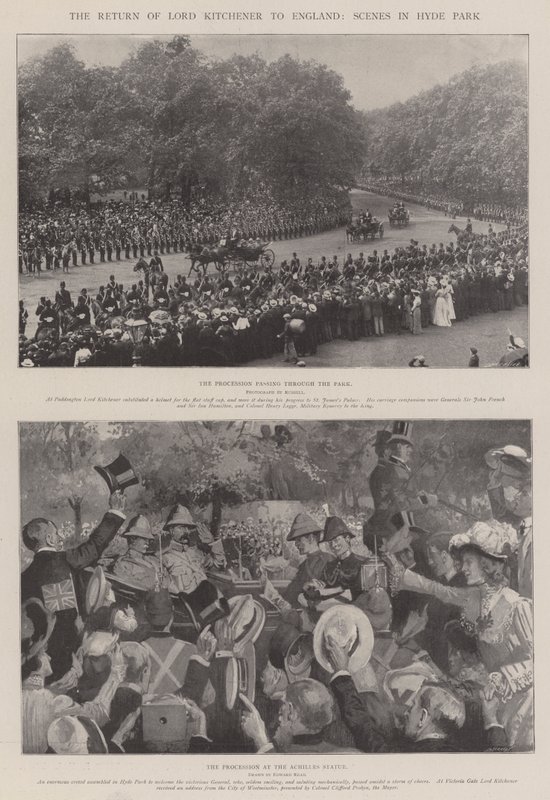 De terugkeer van Lord Kitchener naar Engeland, scènes in Hyde Park door Edward Read