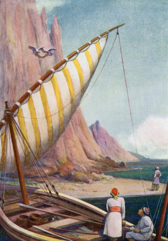 De vogels van de hemel kwamen, grepen hem en brachten hem naar de top van de berg door Edwin Arthur Norbury