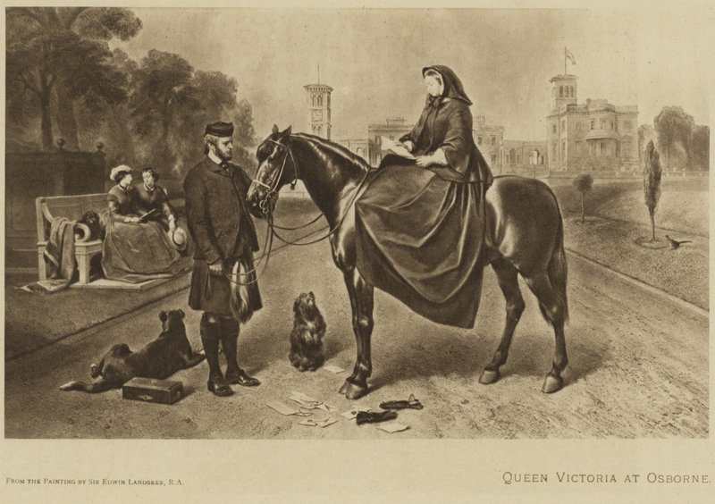 Koningin Victoria zittend op een paard bij Osborne door Edwin Landseer