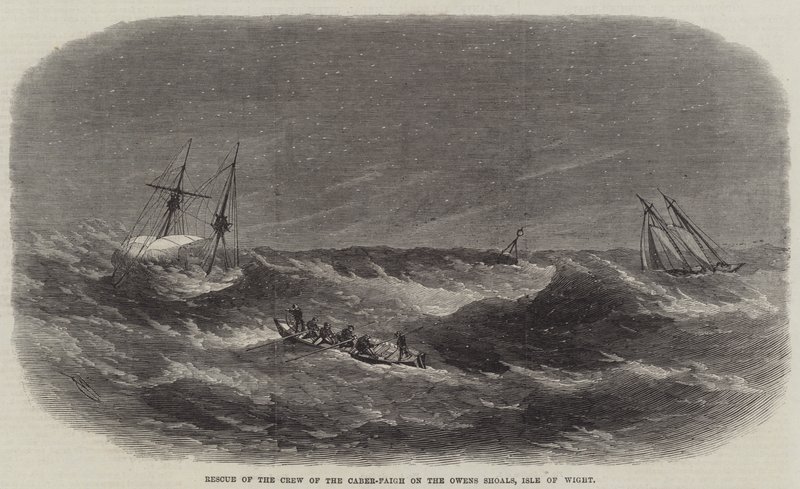 Redding van de bemanning van de Caber-Faigh op de Owens Shoals, Isle of Wight door Edwin Weedon
