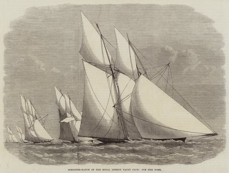 Schoonermatch van de Royal London Yacht Club, voor de Nore door Edwin Weedon