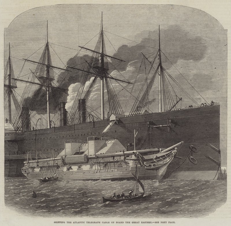 Het laden van de Atlantische telegraafkabel aan boord van de Great Eastern door Edwin Weedon