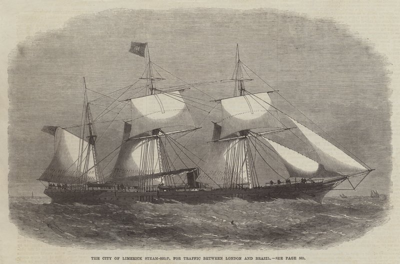 De Stad Limerick Stoomschip, voor Verkeer tussen Londen en Brazilië door Edwin Weedon