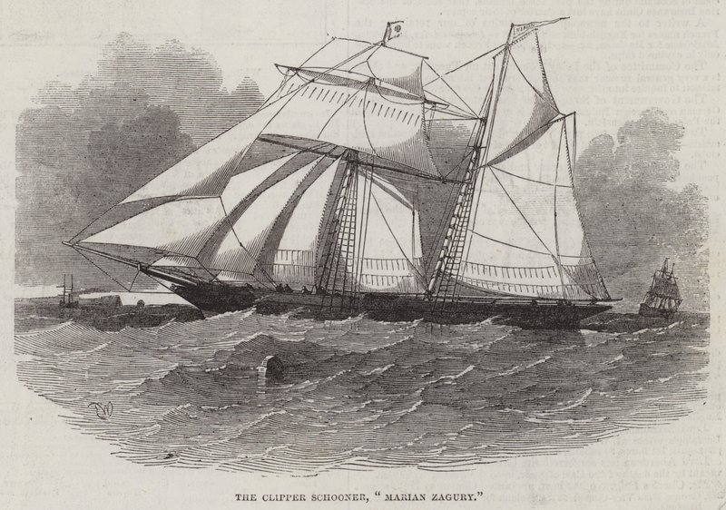 De clipper-schoener, Marin Zagury door Edwin Weedon