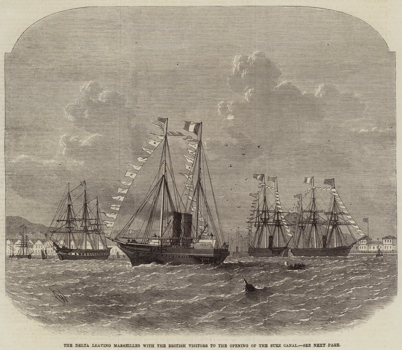 De Delta verlaat Marseille met de Britse bezoekers naar de opening van het Suezkanaal door Edwin Weedon