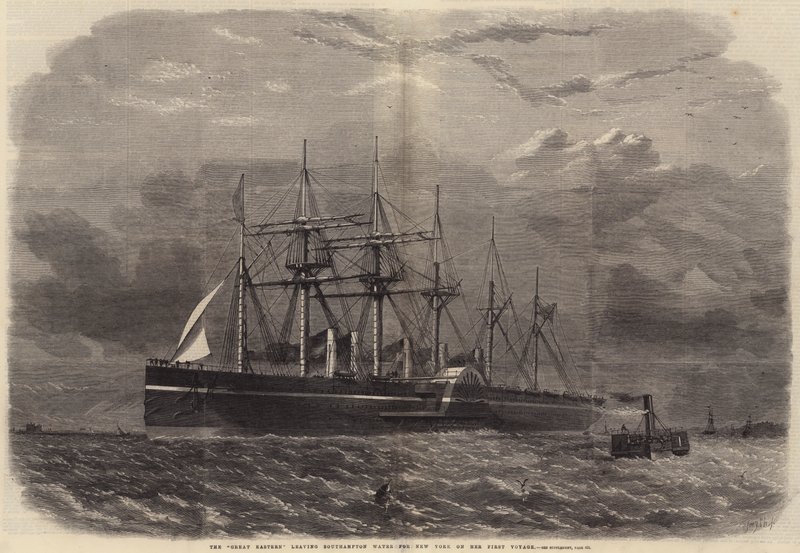 De Great Eastern verlaat Southampton Water voor New York op haar eerste reis door Edwin Weedon