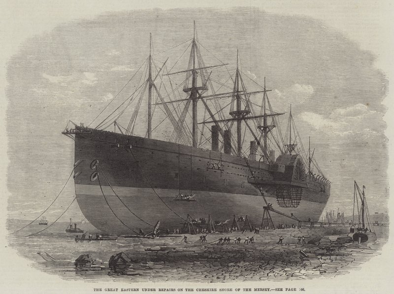 De Great Eastern onder Reparaties aan de Cheshire Kust van de Mersey door Edwin Weedon