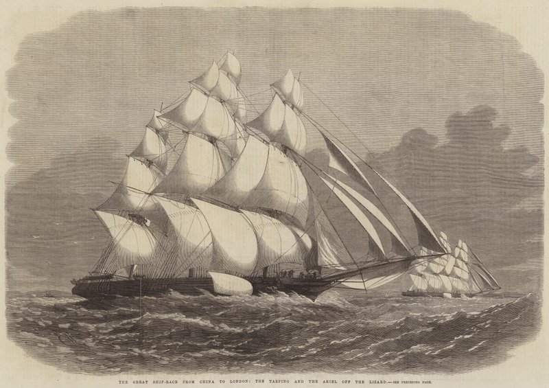 De grote scheepsrace van China naar Londen, de Taeping en de Ariel bij de Lizard door Edwin Weedon