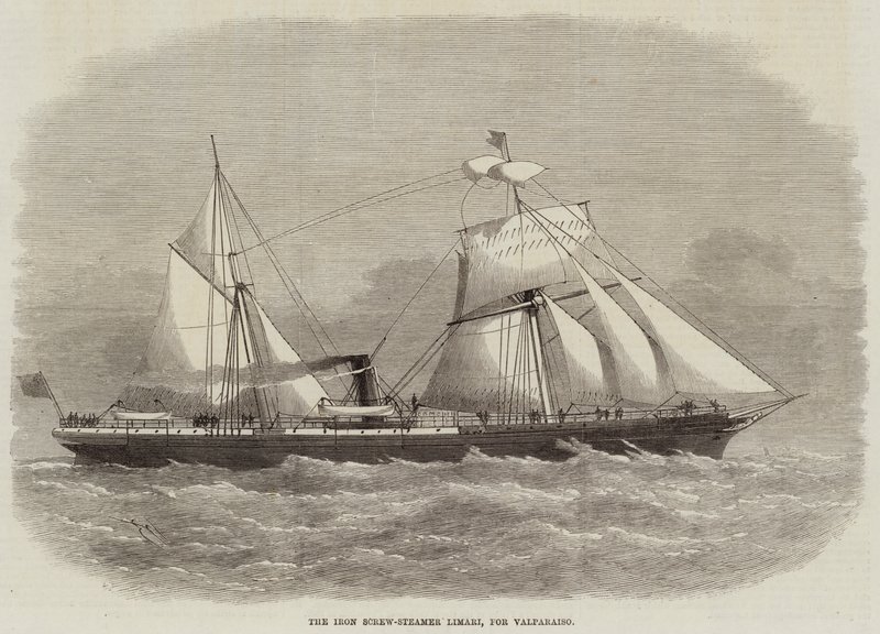 De IJzeren Schroefstoomboot Limari, voor Valparaiso door Edwin Weedon