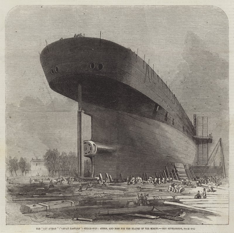De Leviathan (Great Eastern) stoomschip, achtersteven en schroefblad door Edwin Weedon
