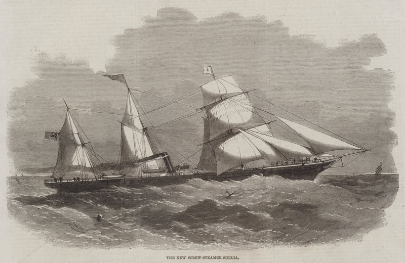 De nieuwe schroefstoomboot Sicilia door Edwin Weedon