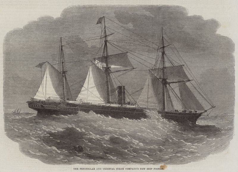 Het Nieuwe Schip Poonah van de Peninsular and Oriental Steam Company door Edwin Weedon