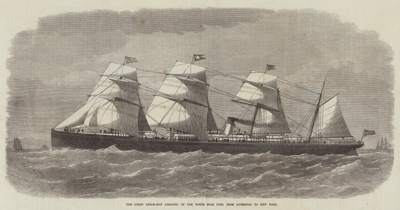 De schroefstoomboot Adriatic, van de White Star Line, van Liverpool naar New York door Edwin Weedon