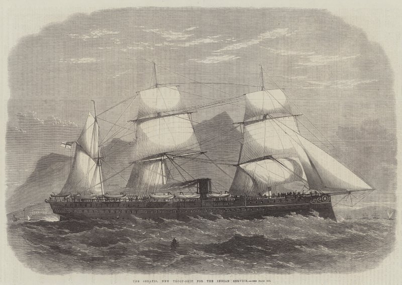 De Serapis, nieuw troepenschip voor de Indiase dienst door Edwin Weedon