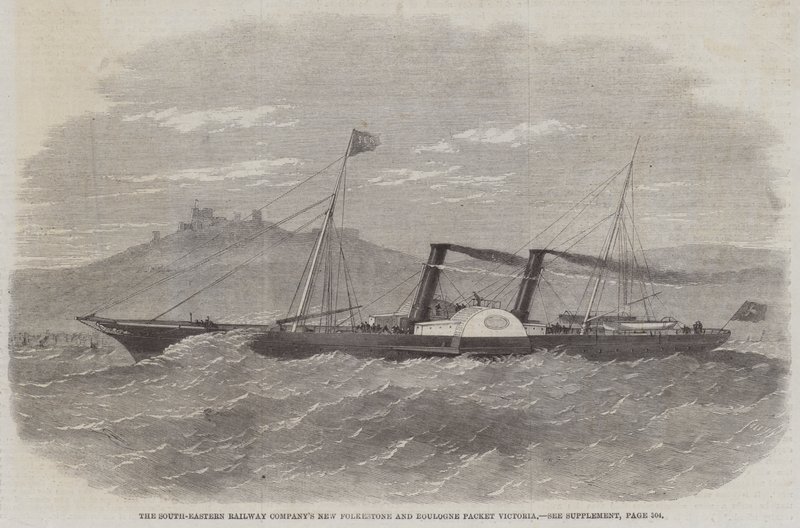Het nieuwe Folkestone en Boulogne-pakket Victoria van de South-Eastern Railway Company door Edwin Weedon
