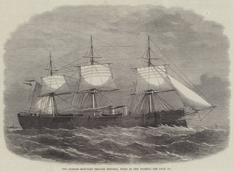 Het Spaanse IJzeren Fregat Victoria, gebouwd aan de Theems door Edwin Weedon