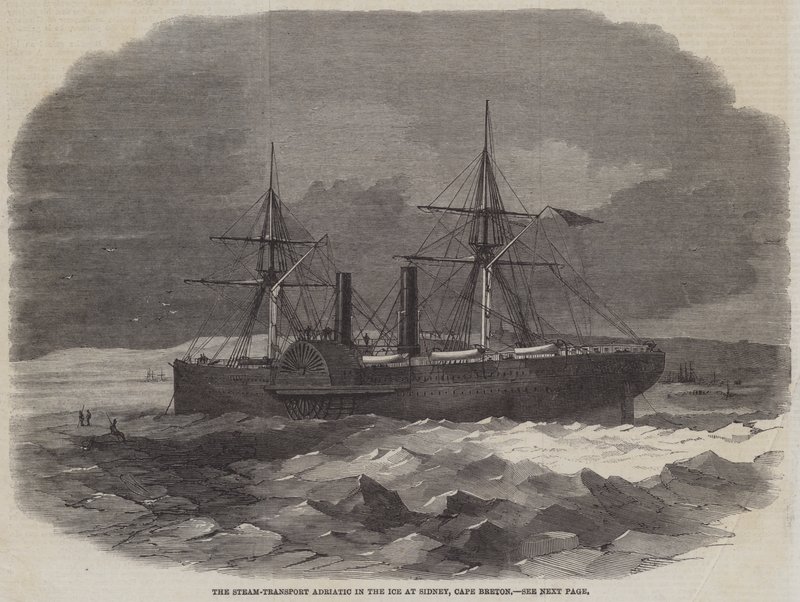 De stoomtransport Adriatic in het ijs bij Sidney, Cape Breton door Edwin Weedon