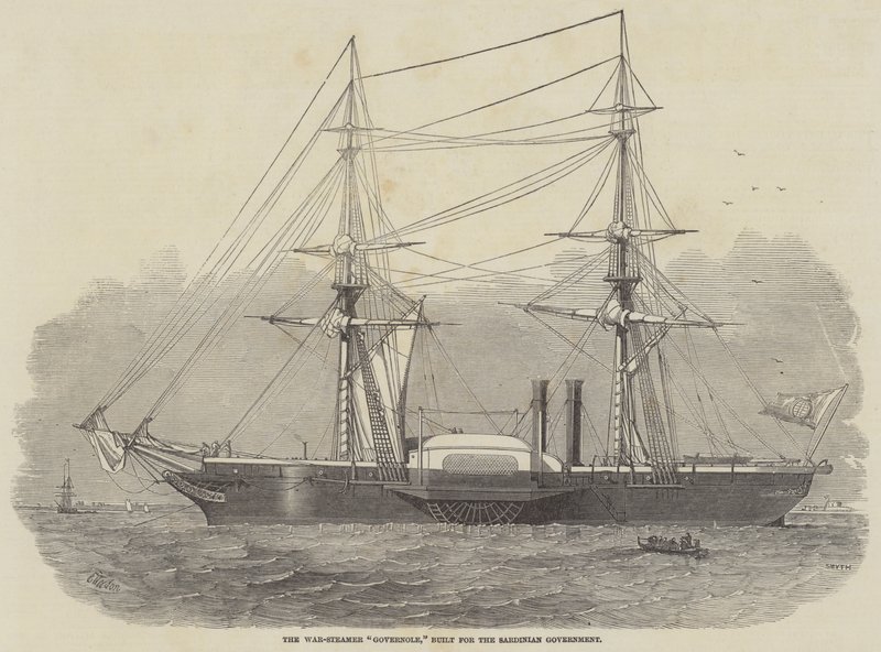 De oorlogsstoomboot Governole, gebouwd voor de Sardijnse regering door Edwin Weedon