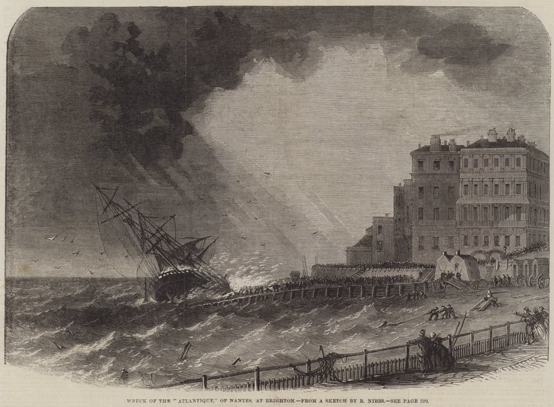 Wrak van de Atlantique, van Nantes, bij Brighton door Edwin Weedon