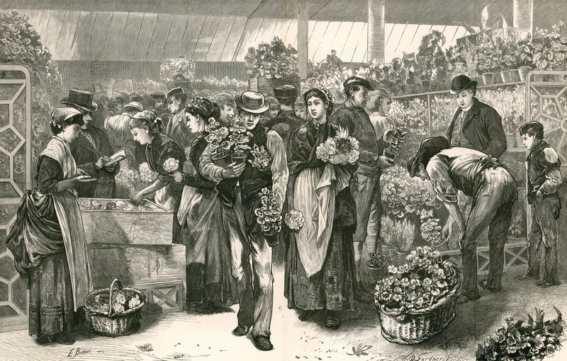 De bloemenmarkt, Covent Garden, Londen door Edwin Buckman