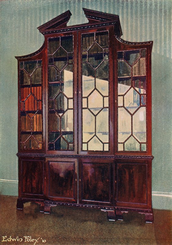 Gesneden Chippendale bibliotheekkast door Edwin John Foley