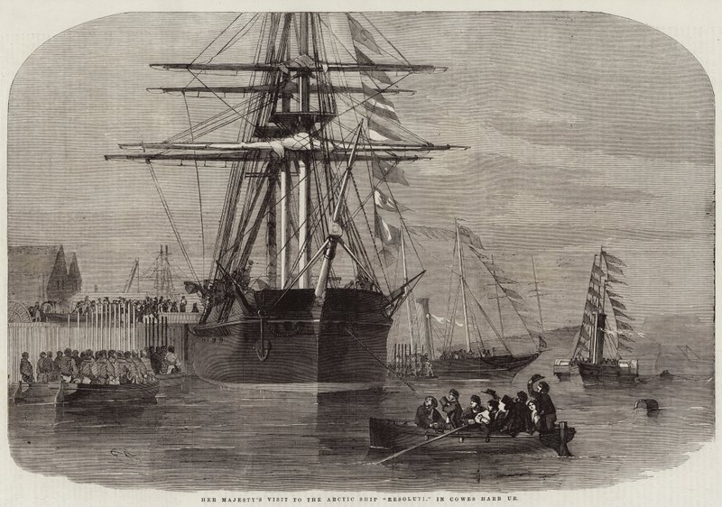 Het bezoek van Hare Majesteit aan het Arctische schip Resolute, in de haven van Cowes door Edwin Weedon