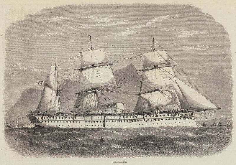 India en de Prins van Wales, HMS Serapis door Edwin Weedon