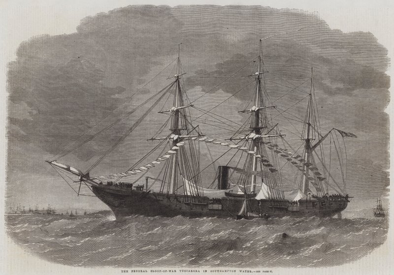 De Federale Sloep-van-Oorlog Tuscarora in Southampton Water door Edwin Weedon