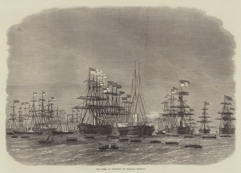 De Vloot van IJzerenclads in de Haven van Portland door Edwin Weedon
