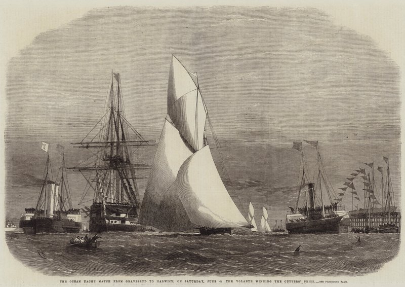 De Oceaanjachtwedstrijd van Gravesend naar Harwich, op zaterdag 4 juni, de Volante wint de Prijs voor Cutters door Edwin Weedon