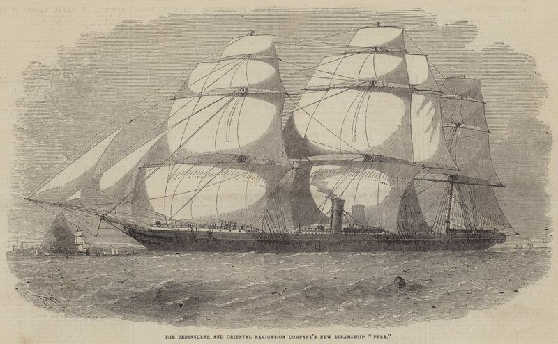 Het nieuwe stoomschip Pera van de Peninsular and Oriental Navigation Company door Edwin Weedon