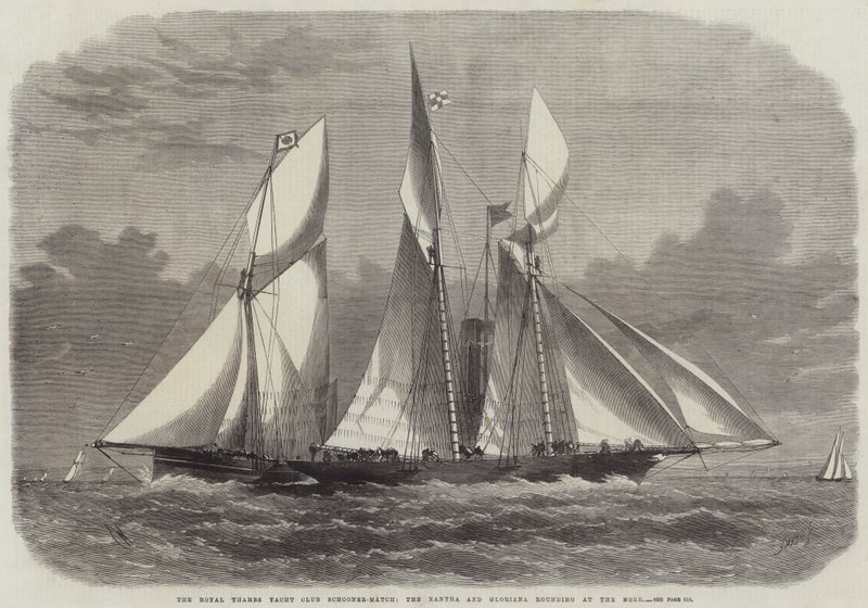 De Royal Thames Yacht Club Schooner-wedstrijd, de Xantha en Gloriana ronden bij de Nore door Edwin Weedon