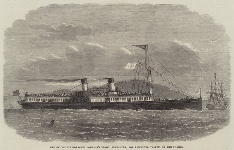Het schip Alexandra van de Saloon Steam-Packet Company, voor passagiersverkeer op de Theems door Edwin Weedon