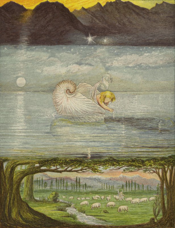 Een gouden boot op een groot, groot water door Eleanor Fortescue Brickdale