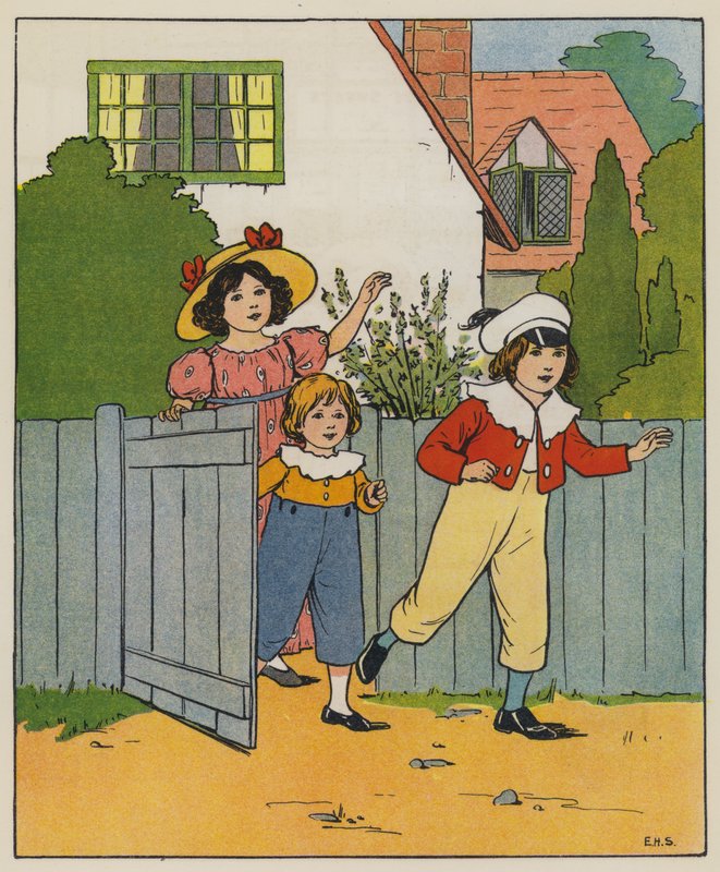 Zaterdag, Vakantietijd (kleur litho) door Elise H. Stewart