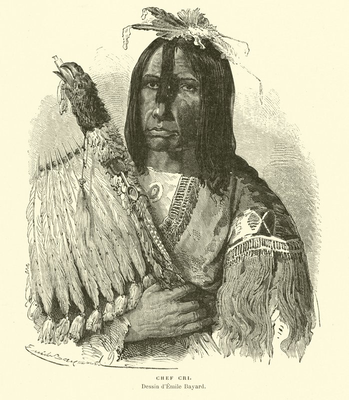 Cree-opperhoofd door Emile Antoine Bayard