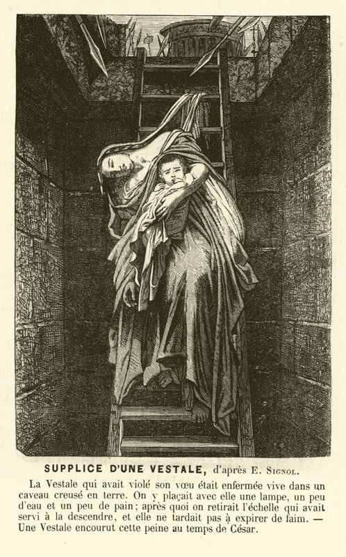 Executie van een Vestaalse Maagd voor het breken van haar kuisheidsgelofte, oud Rome door Emile (after) Signol