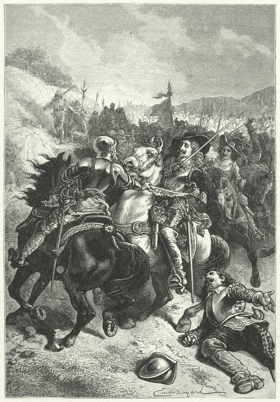 Koning Karel I bij de Slag bij Naseby door Emile Antoine (after) Bayard