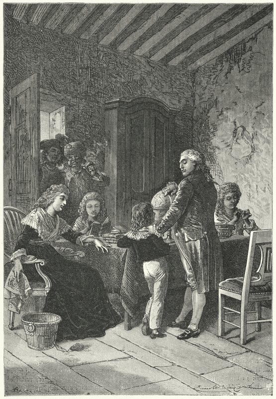 Lodewijk XVI en zijn familie gevangen in de Tempel door Emile Antoine (after) Bayard