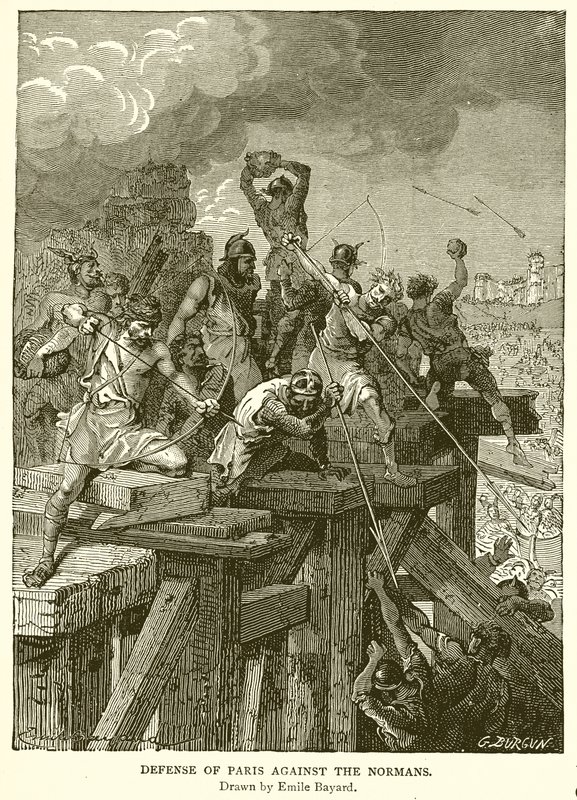 Verdediging van Parijs tegen de Noormannen door Emile Antoine Bayard