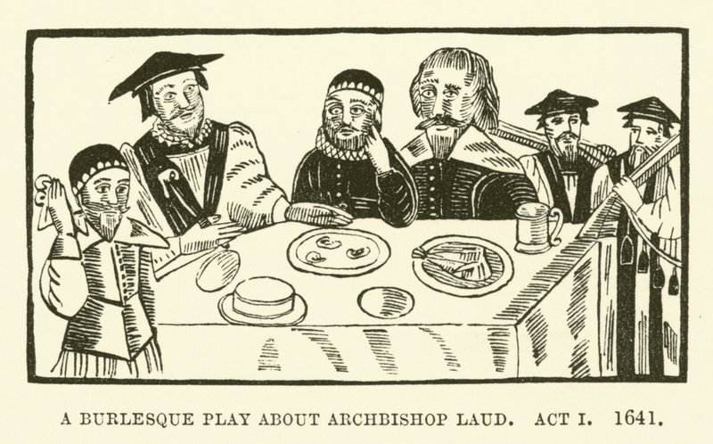 Een burleske toneelstuk over aartsbisschop Laud, Act I, 1641 door English School