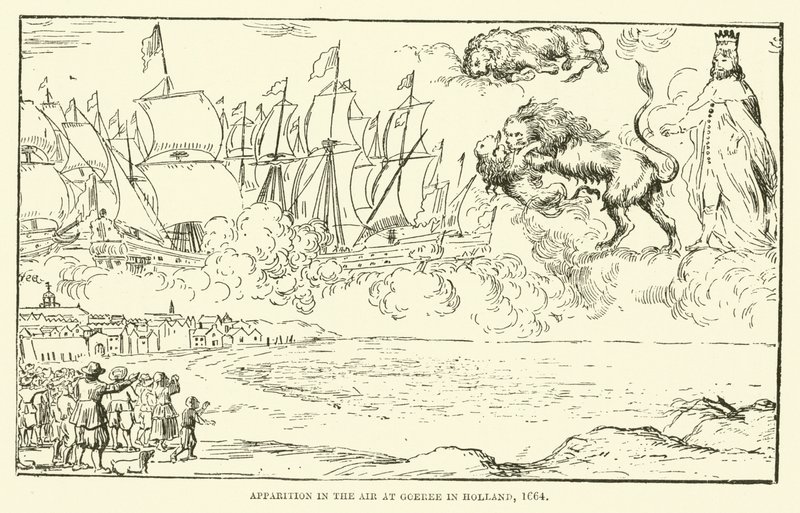 Verschijning in de lucht bij Goeree in Holland, 1664 door English School