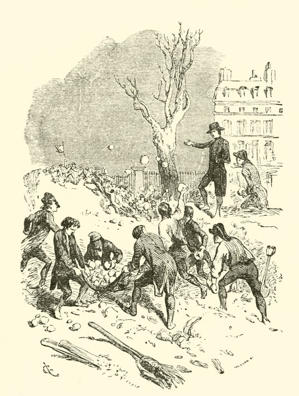 Bonaparte en zijn schoolgenoten in een nabootsing van een militaire opstelling, Brienne School door English School