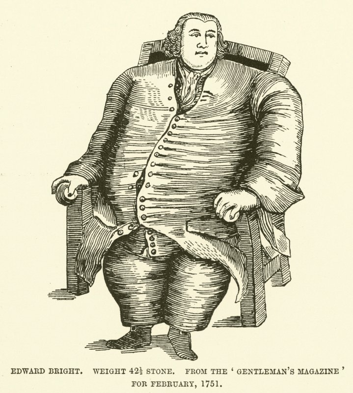 Edward Bright, gewicht 42 12 steen, uit het Gentlemans Magazine voor februari, 1751 door English School
